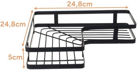 Colțar Montat pe perete Raft Baie Metal Neagră