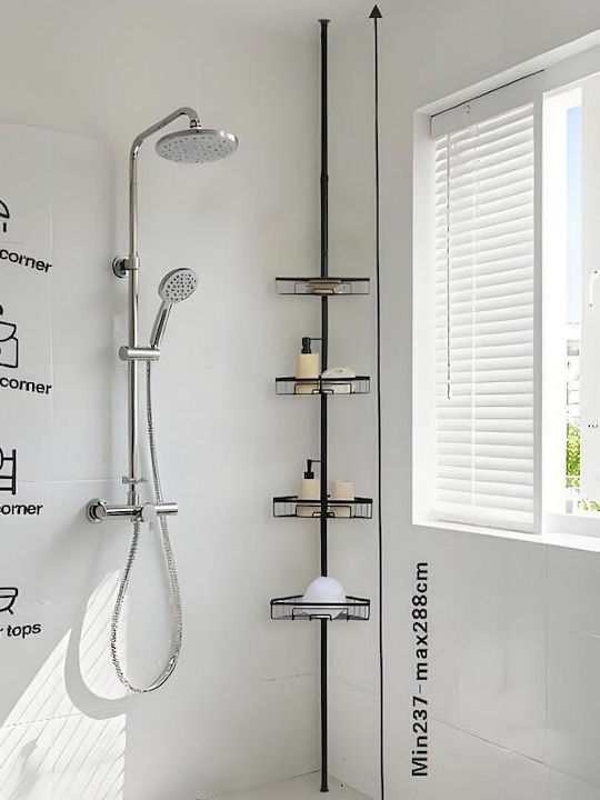 Inter Ceramic Corner Wall Mounted Bathroom Shelf Metallic 22x30x6cm Black