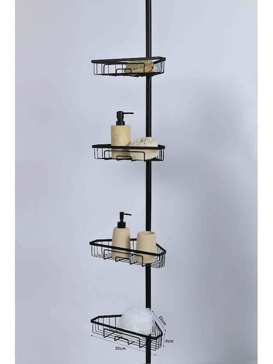 Inter Ceramic Corner Wall Mounted Bathroom Shelf Metallic 22x30x6cm Black