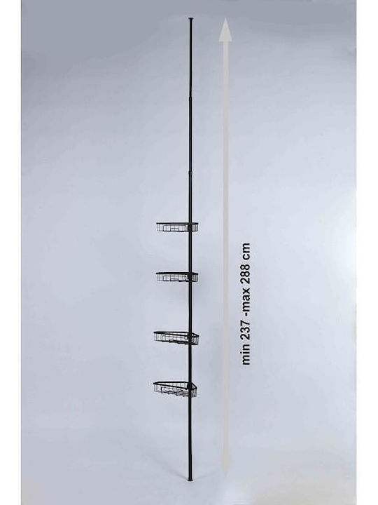 Inter Ceramic Corner Wall Mounted Bathroom Shelf Metallic 22x30x6cm Black