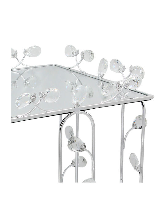 Quadratischer Beistelltisch Glas Silber M36xL36xH40cm