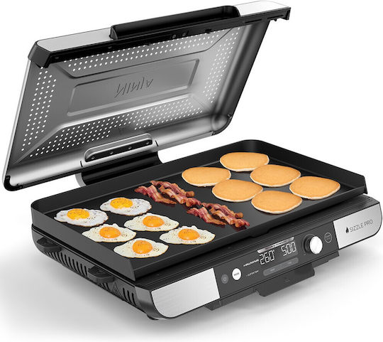 Ninja Sizzle Pro Xl Tabletop Electric Grill Grate 1800W Inox with Lid and Adjustable Thermostat
