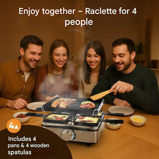 Profi Cook Tabletop Grătar Electric Raclette Placă Netedă 800W Grătare electrice cu Termostat Reglabil