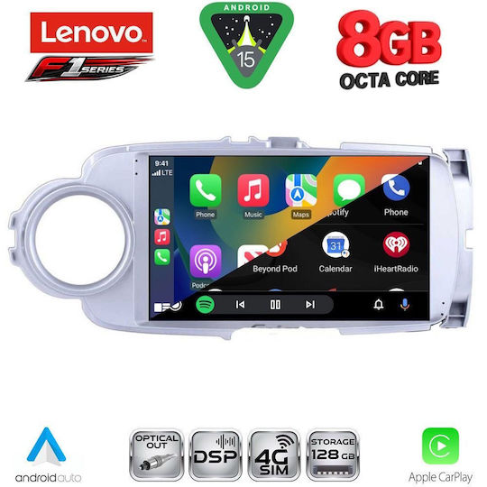 Lenovo Car Audio System for Toyota Yaris 2011-2015 (Bluetooth/USB/WiFi/GPS/Apple-Carplay/Android-Auto) with Touch Screen 9"