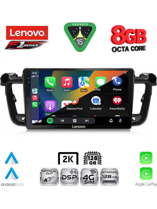 Lenovo Car Audio System for Peugeot 508 2010-2016 (Bluetooth/USB/WiFi/GPS/Apple-Carplay/Android-Auto) with Touch Screen 9"