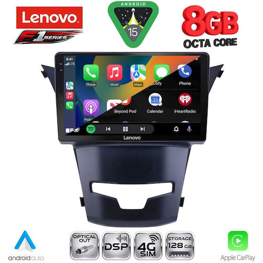 Lenovo Ηχοσύστημα Αυτοκινήτου για Daewoo Korando Ssangyong Korando 2014-2019 (Bluetooth/USB/WiFi/GPS/Apple-Carplay/Android-Auto) με Οθόνη Αφής 9"