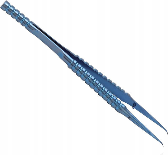 Precise Titanium Bent Tweezers Blue