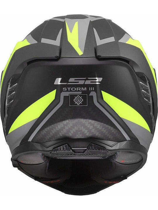 LS2 FF818 Storm III Dynamo Black H-V Yellow Motorcycle Helmet Full Face ECE 22.06 1600gr with Pinlock and Sunvisor