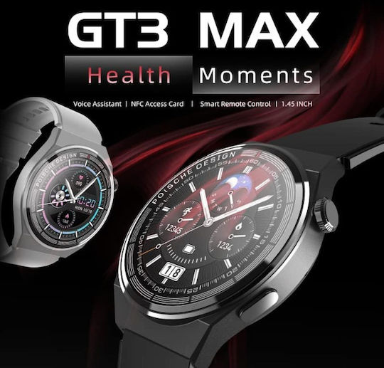 Microwear Gt3 Max 46mm Smartwatch with Heart Rate Monitor (Black)