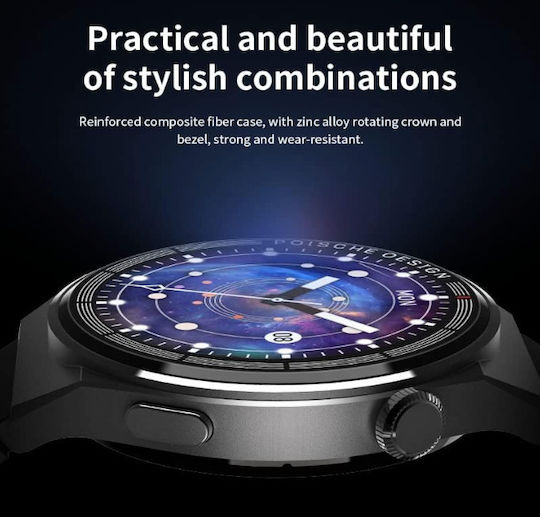 Microwear Gt3 Max 46mm Smartwatch with Heart Rate Monitor (Black)