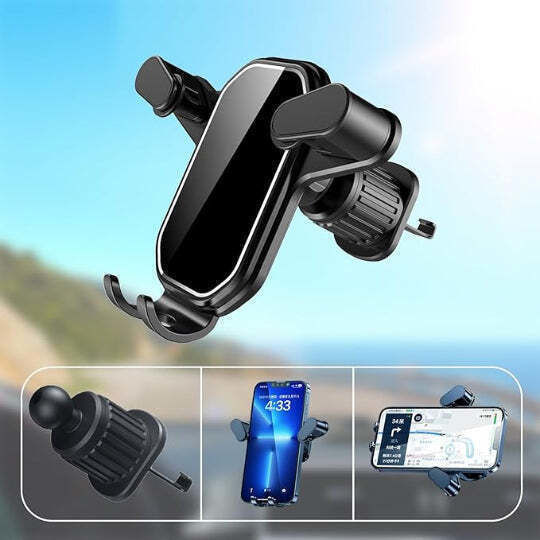 Car Mobile Phone Mount with Adjustable Hooks Black