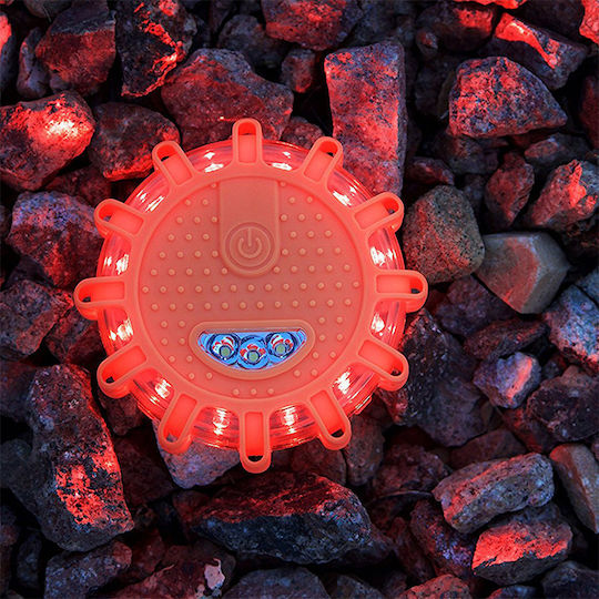 Autoline LED Safety Beacon Red & White Light AAA Battery Operation Magnet Hook