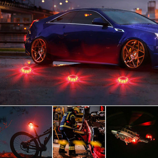 Autoline LED Safety Beacon Red & White Light AAA Battery Operation Magnet Hook