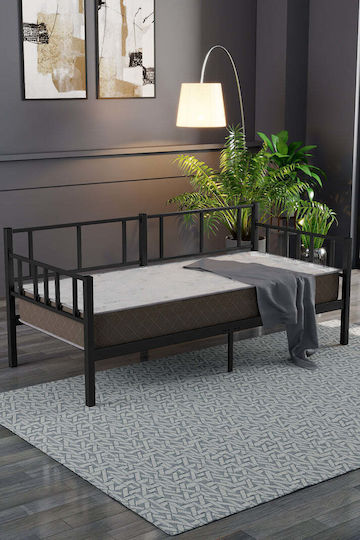 Daybed Metalic Negru Single 90x190 – Pat Multifuncțional 90x190 Cm