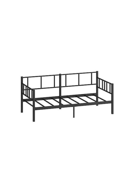 Μεταλλικό Daybed Μαύρο Μονό 90x190 – Πολυλειτουργικό Κρεβάτι 100x200 Cm
