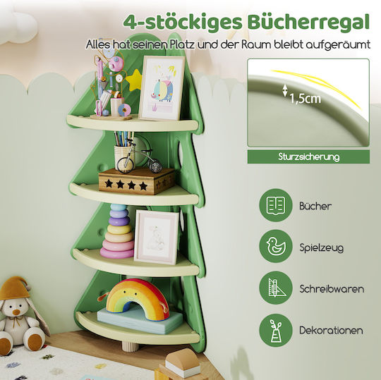 Kids Wall Mount Shelf Green 44x44x123.5cm