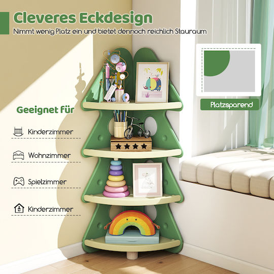 Kids Wall Mount Shelf Green 44x44x123.5cm