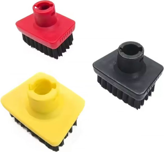 Set 3 Quadratische Bürsten Karcher SC1–SC5 Schwarze Borsten Bunte Spitzen Fugenanschlüsse Fliesen Ersatz