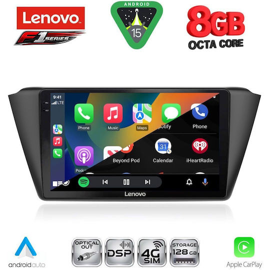 Lenovo Car Audio System for Skoda Fabia 2015 (Bluetooth/USB/WiFi/GPS/Apple-Carplay/Android-Auto) with Touch Screen 9"