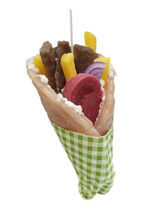 Humorous Funny Easter Candle 18cm Souvlaki Pita Gyros Green Napkin Lab-10601