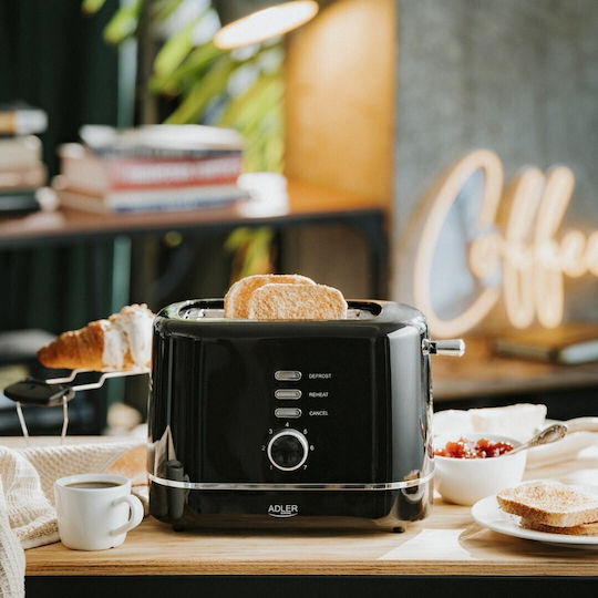 Adler Toaster 2 Schlitze 850W Schwarz