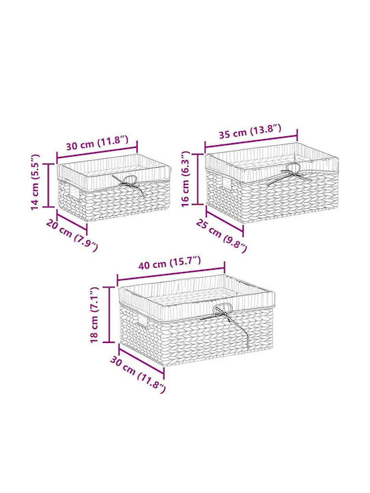 vidaXL Καλάθι Αποθήκευσης 40x30x18cm 3τμχ