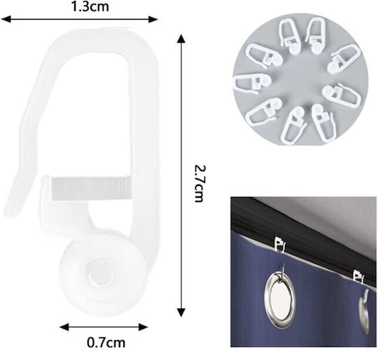 Central Curtain Hook Pins with Roller 50pcs