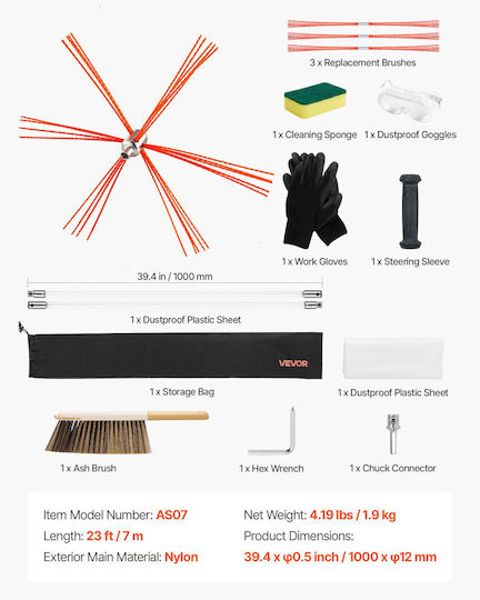Vevor Metallic Chimney Cleaning Brush Square
