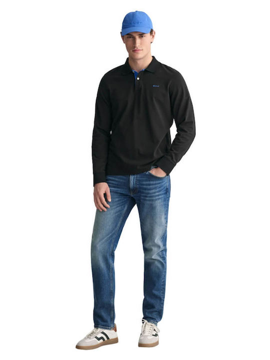 Contrast Polo Μπλούζα Μακρυμάνικη Μαύρη