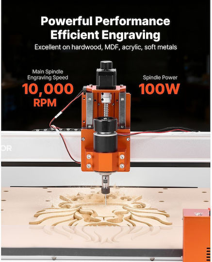 Μηχανή Φρεζαρίσματος Cnc Vevor Άξονας 100w Μηχανή Φρεζαρίσματος Ξύλου 3 Αξόνων Επιφάνεια Εργασίας 400 X 400 X 95 Mm Γραμμική Ράγα Δομή Κράματος Αλουμινίου Κοπή Ξυλογλυπτικής Ακρυλικού Πλαστικού