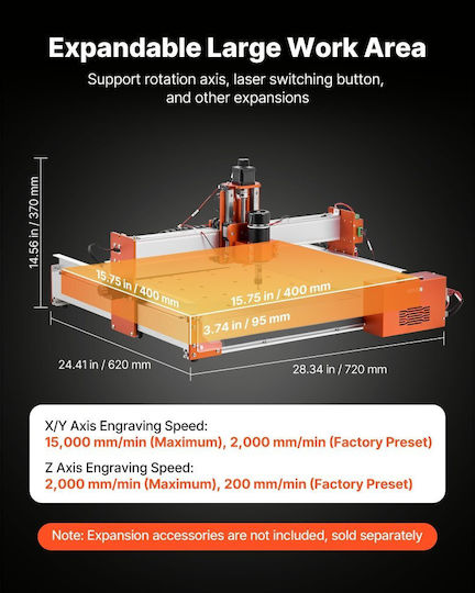 Μηχανή Φρεζαρίσματος Cnc Vevor Άξονας 100w Μηχανή Φρεζαρίσματος Ξύλου 3 Αξόνων Επιφάνεια Εργασίας 400 X 400 X 95 Mm Γραμμική Ράγα Δομή Κράματος Αλουμινίου Κοπή Ξυλογλυπτικής Ακρυλικού Πλαστικού