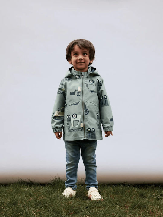 Kids Casual Long Jacket with Hood Chinois Green