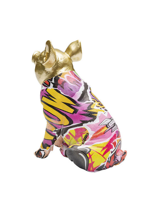 Decorative Tabletop Graffiti Pig Gold Multicolored 10.5x19x20 cm