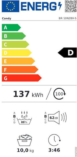 Candy BR 10N2BX-S Tumble Dryer 10kg with Heat Pump