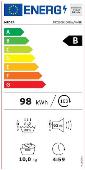 Midea WH02-0000228 Uscător de rufe 10kg cu pompă de căldură