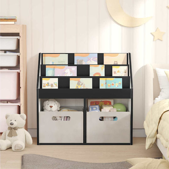 Bücherregal Boden Schwarz 72.5x29.5x69cm