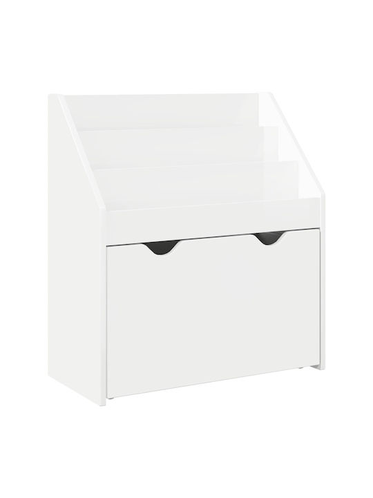 Kids Wooden Bookcase White 60x29.5x69cm