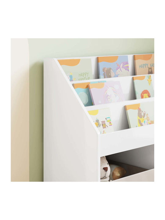 Kids Wooden Bookcase White 72.5x29.5x69cm