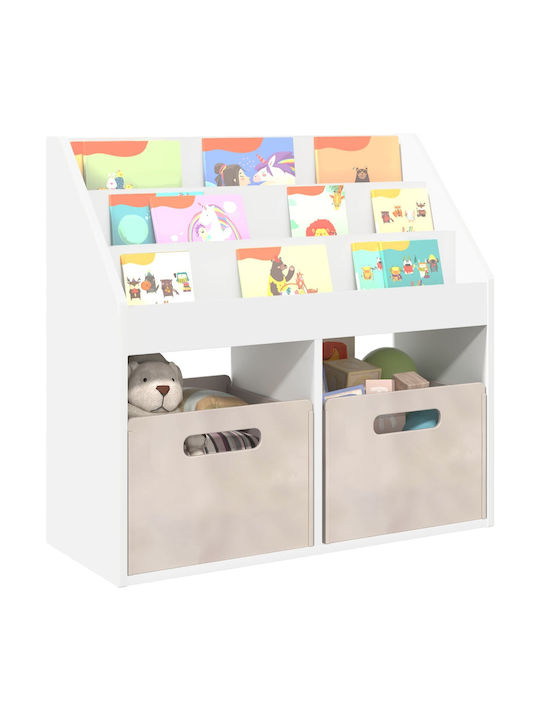 Kids Wooden Bookcase White 72.5x29.5x69cm