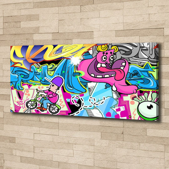 Panou De Perete Pânză Potrivit Pentru Decor Permanent Graffiti 125x50 Cm