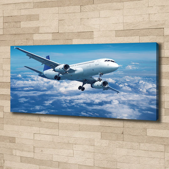 Wandbild Leinwand Robustes Material Flugzeug In Den Wolken 125x50 cm
