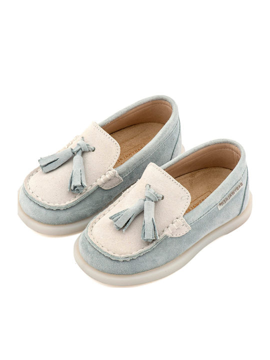 Babywalker Light Blue Baptism Leather Moccasins