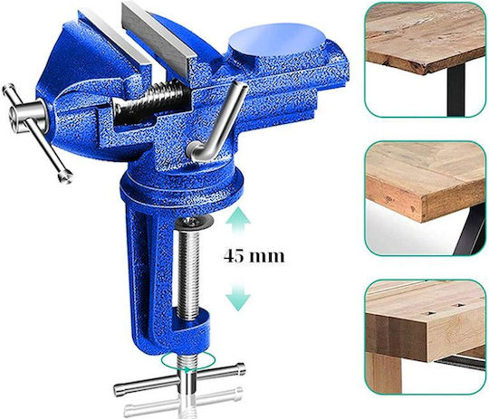 Fixed Bench Vise Made of Cast Iron with Maximum Opening 45mm