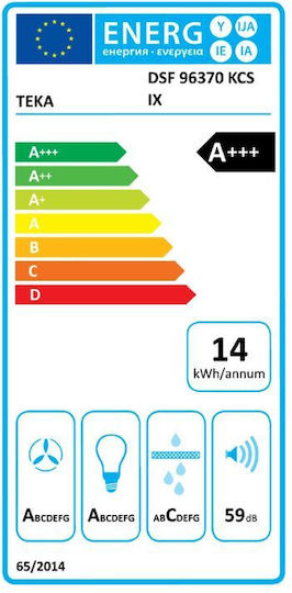 Απορροφητήρας Καμινάδα 90cm Inox