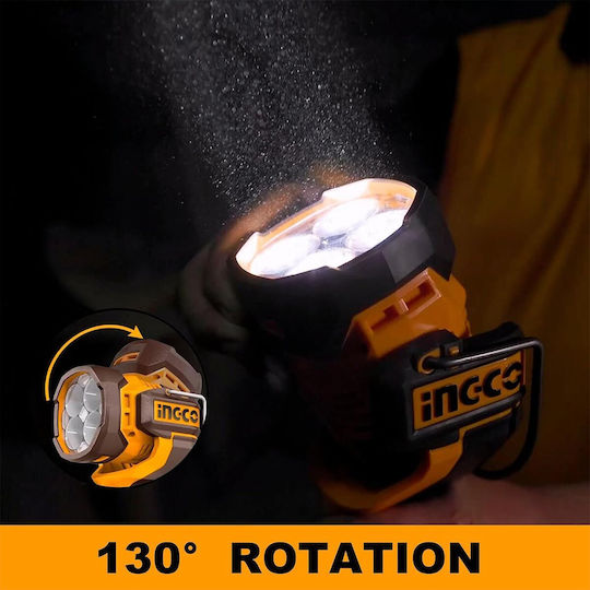 Ingco Battery Jobsite Light LED IP20 with Brightness up to 2500lm