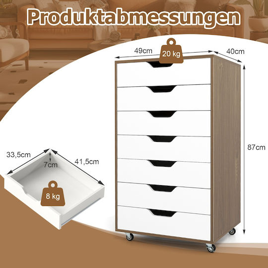Costway Kitchen Trolley Wooden 7 Slots
