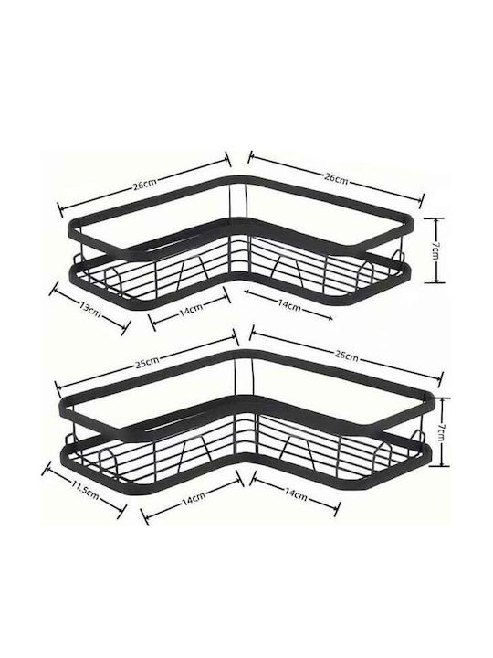 Corner Wall Mounted Bathroom Shelf Metallic Black