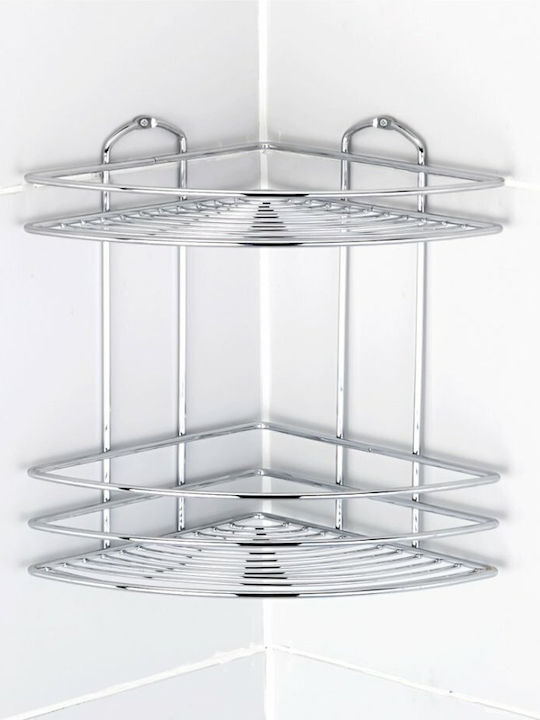 Tekno-Tel Corner Wall Mounted Bathroom Shelf Inox 27x19x28cm Silver