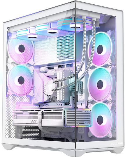 Modecom Volcano SPACE XL NF Gaming Full Tower Κουτί Υπολογιστή με Πλαϊνό Παράθυρο και ARGB Φωτισμό Λευκό