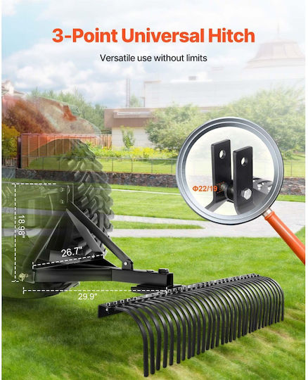 Rear Towing Brush Cutter Machine Vevor Brush Cutter Machine Towing 1525 Mm 32 Steel Teeth Brush Cutter Rake Lawn 3 Point Tractor Parts Landscape Rake Garden Farm Grass
